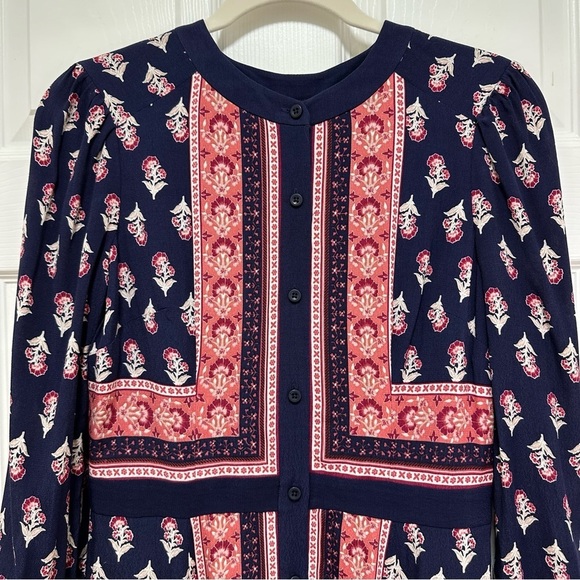 NWT Gal Meets Glam Carlene Long Sleeve Fit & Flare Navy Floral Dress Size 4 - Picture 8 of 12